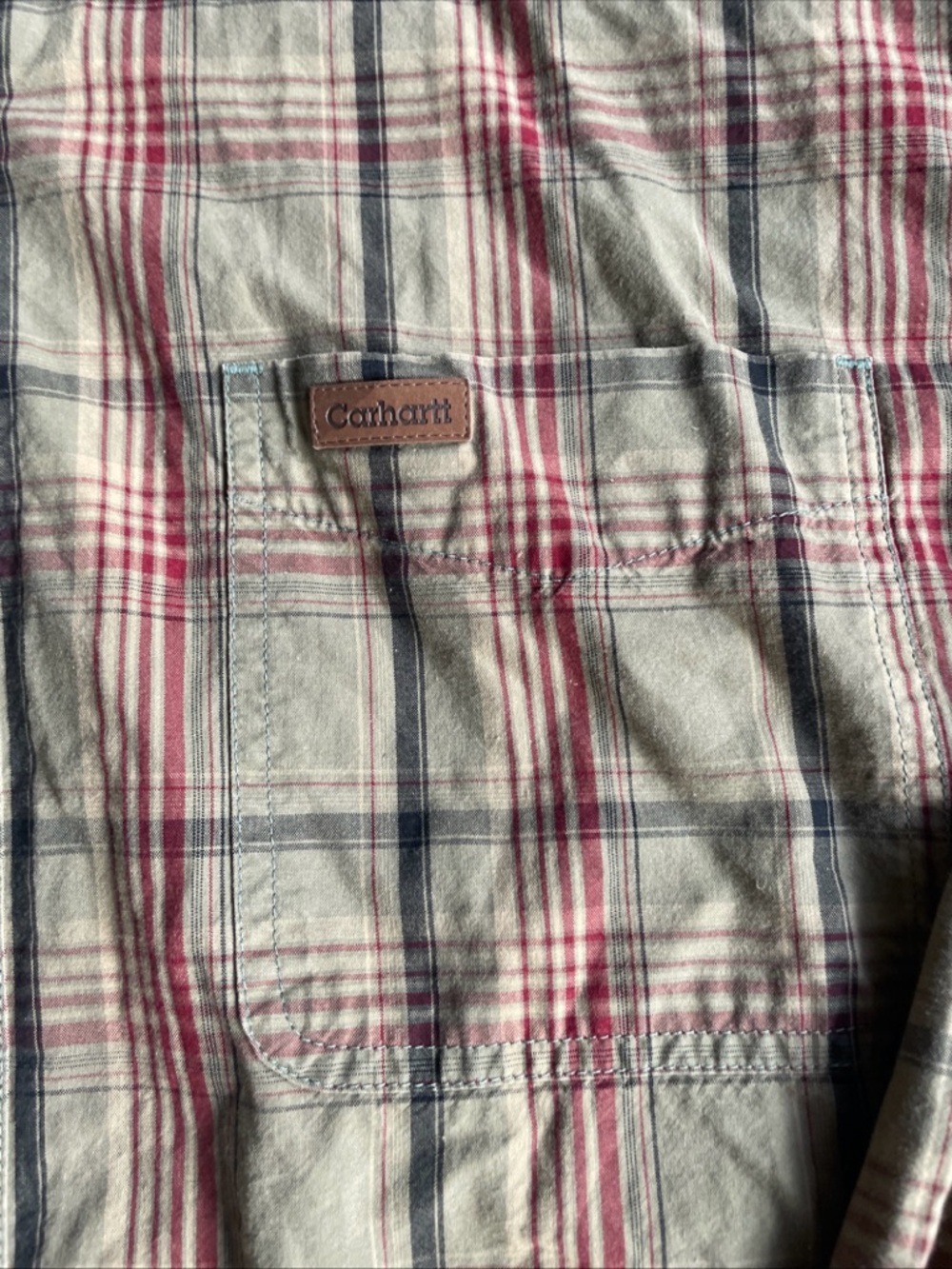 Carhartt Men's Plaid Button-Down Shirt - Khaki Large - Picture 2 of 6